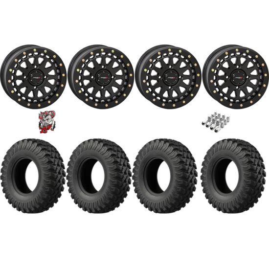 EFX MotoRally 30-10-15 Tires on SB-6 Matte Black Beadlock Wheels