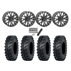 ITP MT911 32x10-15 Tires on SB-4 Matte Black Beadlock Wheels