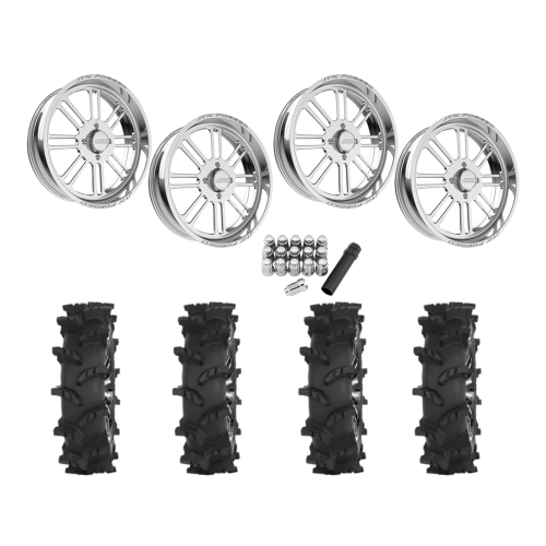 High Lifter Outlaw Max 44x10-24 Tires on JTX Forged Bayonet Polished Wheels