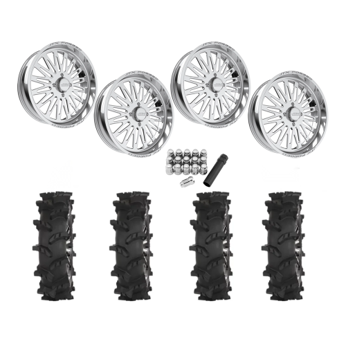 High Lifter Outlaw Max 40x10-24 Tires on JTX Forged Schizo Polished Wheels