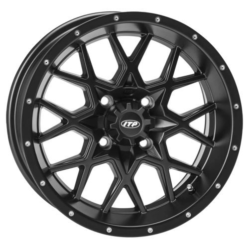 Quadboss QBT889 30x10-15 (8ply) Radial Tires on ITP Hurricane Satin Black Wheels