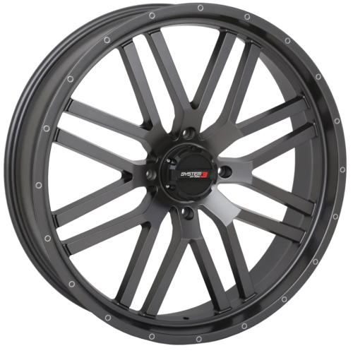 Assassinator Mud Tires 50x12-24 on System 3 Offroad ST-3 Gunmetal Grey Wheels