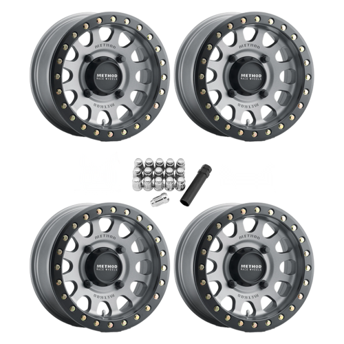 Method 401 UTV Beadlock Titanium - Matte Black 15x7 Wheel/Rim (Full Set)