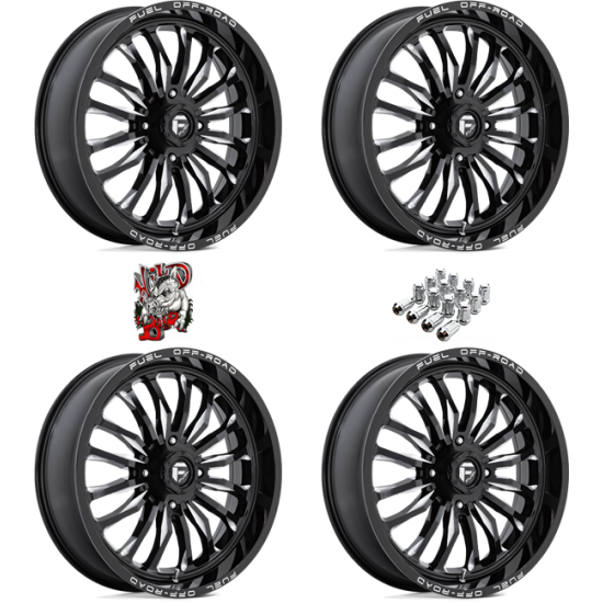 Fuel Off Road Arc Gloss Black & Milled 22x7 Wheels/Rims (Full Set)