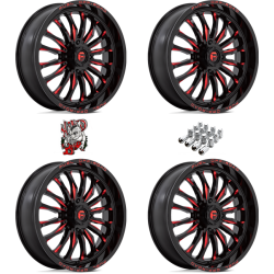 Fuel Off Road Arc Gloss Black Milled Red 22x7 Wheels/Rims (Full Set)