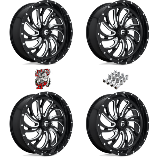 Fuel Off Road Kompressor Gloss Black Milled 18x7 Wheels/Rims (Full Set)