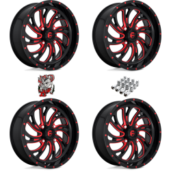 Fuel Off Road Kompressor Gloss Black with Red Tint 18x7 Wheels/Rims (Full Set)
