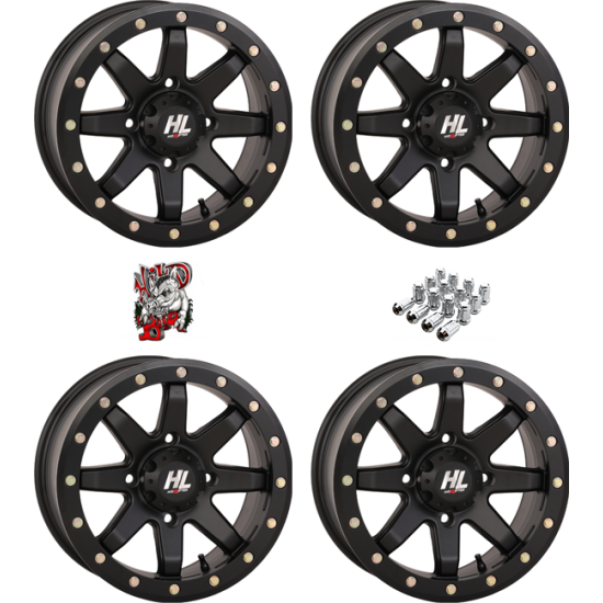 High Lifter HL9 Matte Black 15x7 Beadlock Wheels/Rims (Full Set)