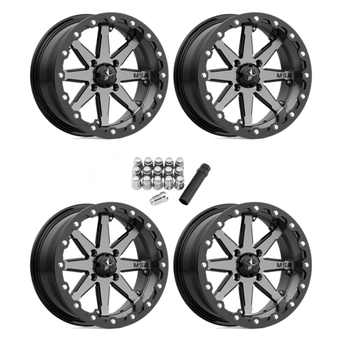 MSA M21 Lok Gunmetal 15x7 Beadlock Wheels/Rims (Full Set)