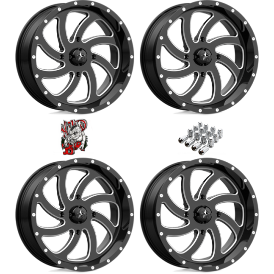 MSA M36 Switch Gloss Black Milled 24x7 Wheels/Rims (Full Set)