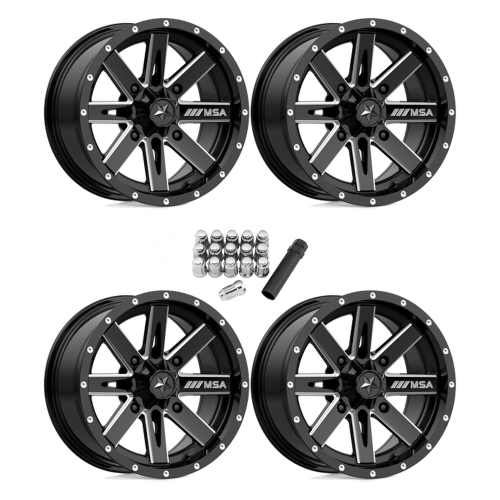 MSA M41 Boxer Gloss Black Milled 16x7 Wheels/Rims (Full Set)