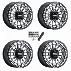 Metal FX Delta Satin Black Contrast 15x7 Beadlock Wheels/Rims (Full Set)