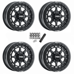 Metal FX Outlaw Satin Black 15x6 Beadlock Wheels/Rims (Full Set)