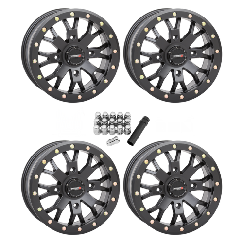 System 3 Offroad SB-4 Matte Black 15x10 Beadlock Wheels/Rims (Full Set)