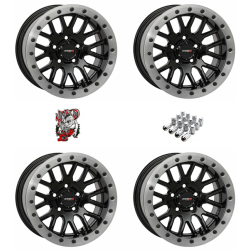 System 3 Offroad SB-9 Gloss Black 15x9 Beadlock Wheels/Rims (Full Set)