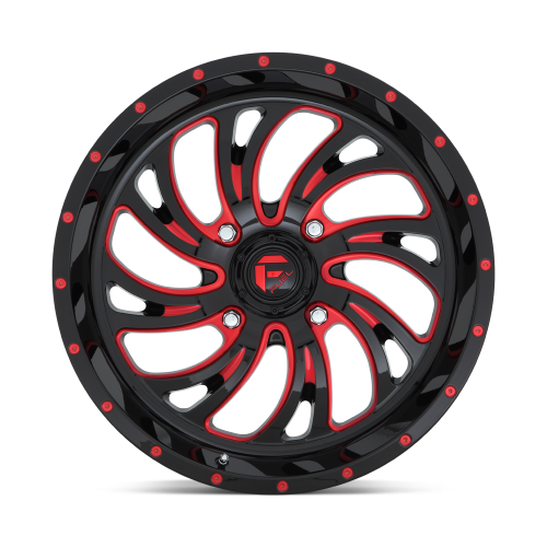 Fuel Off Road Kompressor Gloss Black with Red Tint 18x7 Wheels/Rims (Full Set)