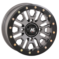 Quadboss QBT889 35x10-15 (8ply) Radial Tires on HL23 Gunmetal Grey Beadlock Wheels