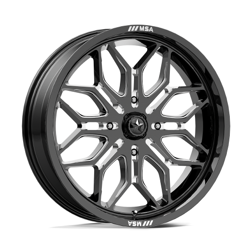 BKT AT 171 33x9-20 Tires on MSA M47 Sniper Gloss Black Milled Wheels