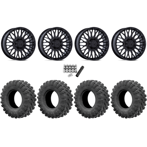 EFX MotoRavage 30x10-15 (8ply) Radial Tires on MSA M50 Clubber Gloss Black Wheels