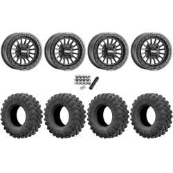 EFX MotoRavage 30x10-15 (8ply) Radial Tires on Metal FX Delta Satin Black Beadlock Wheels