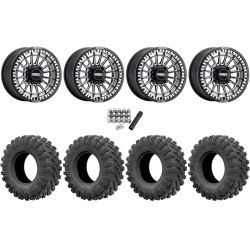 EFX MotoRavage 30x10-15 (8ply) Radial Tires on Metal FX Delta Satin Black Contrast Cut Beadlock Wheels