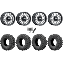 EFX MotoRavage 30x10-15 (8ply) Radial Tires on Metal FX Delta Satin Black Contrast Cut Wheels