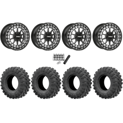 EFX MotoRavage 30x10-15 (8ply) Radial Tires on Metal FX Outlaw Satin Black Contrast Cut Beadlock Wheels