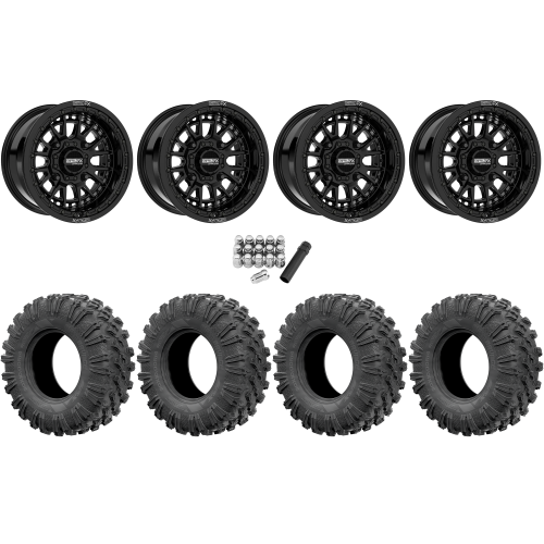 EFX MotoRavage 30x10-15 (8ply) Radial Tires on Metal FX Slayer Gloss Black (15x8) Beadlock Wheels