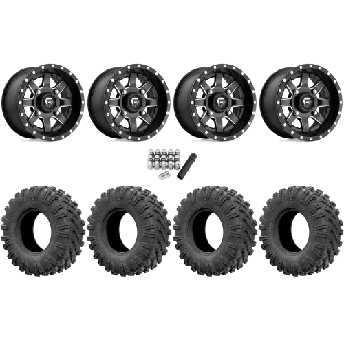 EFX MotoRavage 30x10-15 (8ply) Radial Tires on Fuel Maverick Matte Black Milled Wheels