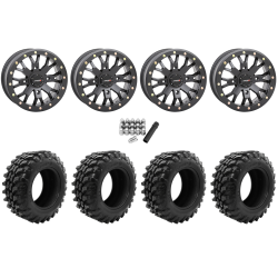 Super Grip XT Standard 35x10x15 Tires on SB-4 Matte Black Beadlock Wheels