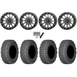 Gladiator X Comp ATR 32x10-15 (10ply) Radial Tires on Frontline 223 Gunmetal Grey Beadlock Wheels