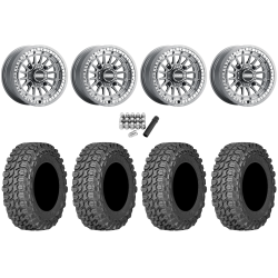 Gladiator X Comp ATR 35x10-15 (10ply) Radial Tires on Metal FX Delta Gunmetal Contrast Cut Beadlock Wheels