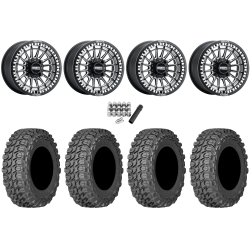 Gladiator X Comp ATR 35x10-15 (10ply) Radial Tires on Metal FX Delta Satin Black Contrast Cut Beadlock Wheels