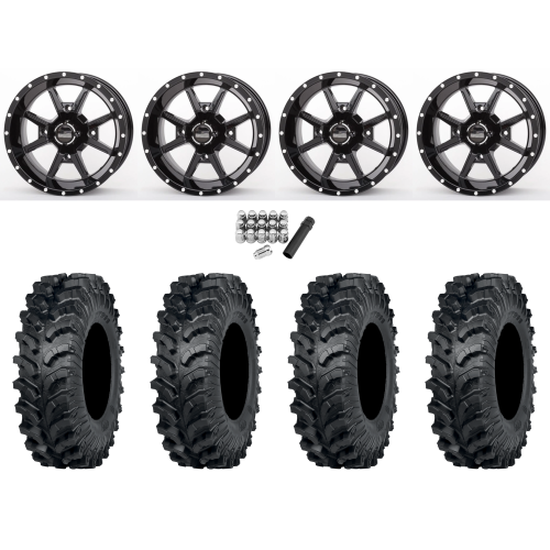 ITP MT911 28x10-14 (8ply) Tires on Frontline 556 Gloss Black Wheels