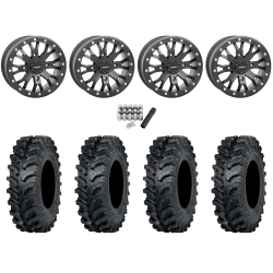 ITP MT911 28x10-14 (8ply) Tires on System 3 Offroad SB-4 Matte Black Beadlock Wheels