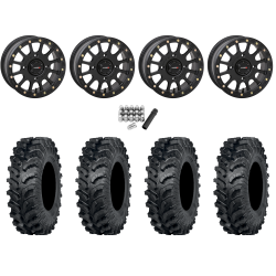 ITP MT911 28x10-14 (8ply) Tires on System 3 Offroad SB-5 Matte Black Beadlock Wheels