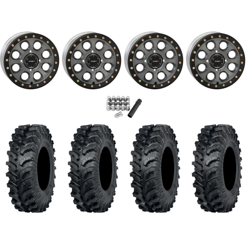 ITP MT911 27x10-14 (8ply) Tires on System 3 Offroad SB-7 Matte Titanium Beadlock Wheels