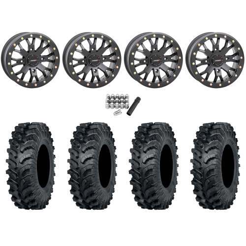 ITP MT911 28x10-14 (8ply) Tires on System 3 Offroad ST-3 Matte Black Wheels