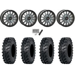 ITP MT911 34x10-15 (8ply) Tires on System 3 SB-8 Brushed Grey Beadlock Wheels