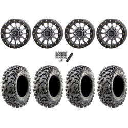 Maxxis Carnivore RT 30x10-14 (8ply) Radial Tires on Frontline 223 Gunmetal Grey Beadlock Wheels