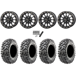 Maxxis Carnivore RT 30x10-14 (8ply) Radial Tires on Frontline 223 Matte Black Beadlock Wheels