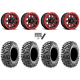 Maxxis Carnivore RT 30x10-15 (8ply) Radial Tires on Fuel Hardline Gloss Black with Candy Red Beadlock Wheels