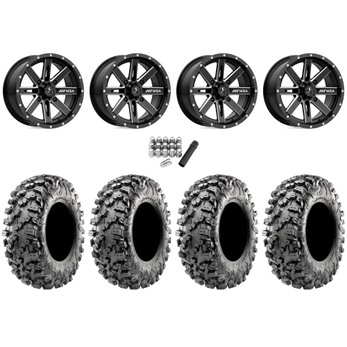 Maxxis Carnivore RT 30x10-15 (8ply) Radial Tires on MSA M41 Boxer Gloss Black Milled Wheels