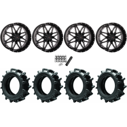 Quadboss QBT680 38x9.5-20 Tires on System 3 Offroad ST-7 Gloss Black Milled Black (20x9) Wheels