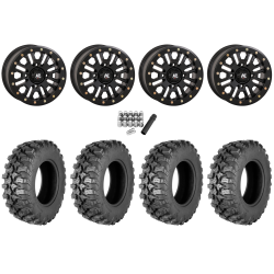 Quadboss QBT889 35x10-15 (8ply) Radial Tires on HL23 Matte Black Beadlock Wheels