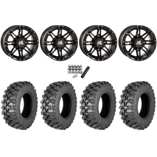 Quadboss QBT889 30x10-14 (8ply) Radial Tires on HL3 Gloss Black Wheels