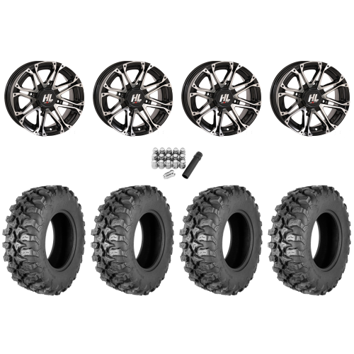 Quadboss QBT889 30x10-14 (8ply) Radial Tires on HL3 Machined Wheels