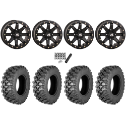 Quadboss QBT889 35x10-15 (8ply) Radial Tires on HL9 Matte Black Beadlock Wheels