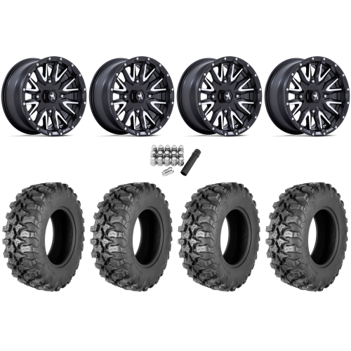Quadboss QBT889 30x10-15 (8ply) Radial Tires on MSA M49 Creed Matte Black & Machined Wheels