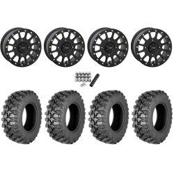 Quadboss QBT889 30x10-14 (8ply) Radial Tires on System 3 Offroad SB-5 Matte Black Beadlock Wheels